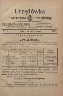 Urzędówka Starostwa Pszczyńskiego. 1933, nr 6 (11 lutego)