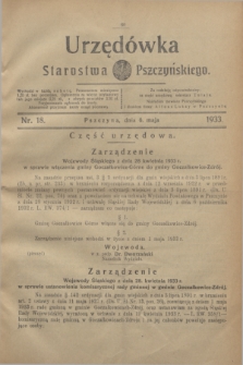 Urzędówka Starostwa Pszczyńskiego. 1933, nr 18 (6 maja)