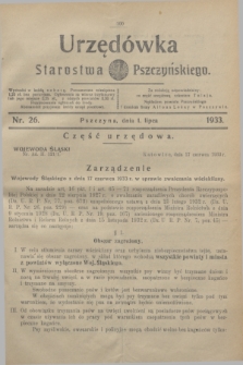 Urzędówka Starostwa Pszczyńskiego. 1933, nr 26 (1 lipca)