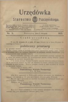 Urzędówka Starostwa Pszczyńskiego. 1933, nr 31 (5 sierpnia)