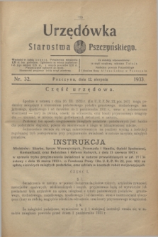 Urzędówka Starostwa Pszczyńskiego. 1933, nr 32 (12 sierpnia)