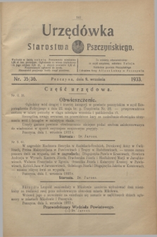 Urzędówka Starostwa Pszczyńskiego. 1933, nr 35/36 (9 września)
