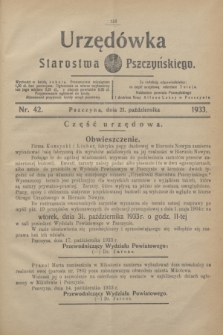 Urzędówka Starostwa Pszczyńskiego. 1933, nr 42 (21 października)