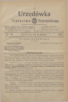 Urzędówka Starostwa Pszczyńskiego. 1933, nr 46 (18 listopada)