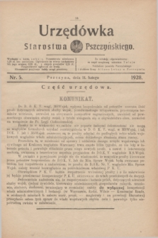 Urzędówka Starostwa Pszczyńskiego. 1928, nr 5 (11 lutego)