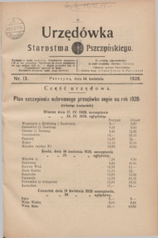 Urzędówka Starostwa Pszczyńskiego. 1928, nr 13 (14 kwietnia)
