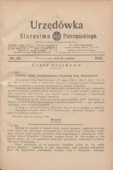 Urzędówka Starostwa Pszczyńskiego. 1928, nr 20 (16 czerwca)