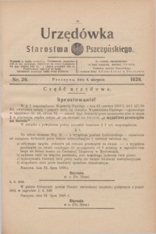 Urzędówka Starostwa Pszczyńskiego. 1928, nr 26 (4 sierpnia)