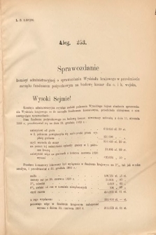 [Kadencja VI, sesja II, al. 253] Alegata do Sprawozdań Stenograficznych z Drugiej Sesyi Szóstego Peryodu Sejmu Krajowego Królestwa Galicyi i Lodomeryi wraz z Wielkiem Księstwem Krakowskiem z roku 1890. Alegat 253