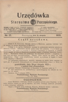 Urzędówka Starostwa Pszczyńskiego. 1928, nr 27 (18 sierpnia)