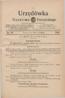Urzędówka Starostwa Pszczyńskiego. 1928, nr 29 (1 września)