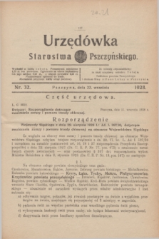 Urzędówka Starostwa Pszczyńskiego. 1928, nr 32 (22 września)