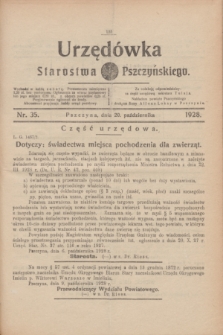 Urzędówka Starostwa Pszczyńskiego. 1928, nr 35 (20 października)