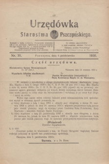 Urzędówka Starostwa Pszczyńskiego. 1930, nr 39 (4 października)