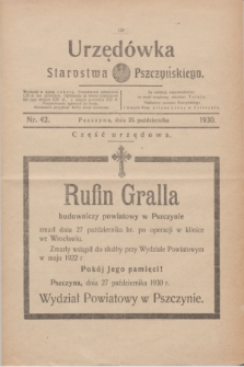 Urzędówka Starostwa Pszczyńskiego. 1930, nr 42 (25 października)