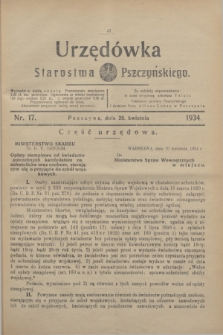 Urzędówka Starostwa Pszczyńskiego. 1934, nr 17 (28 kwietnia)