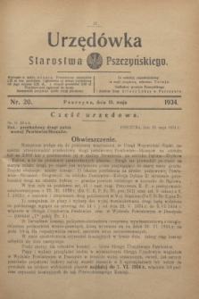 Urzędówka Starostwa Pszczyńskiego. 1934, nr 20 (19 maja)