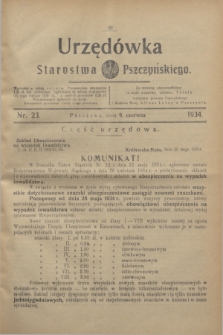 Urzędówka Starostwa Pszczyńskiego. 1934, nr 23 (9 czerwca)