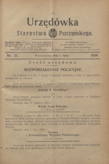 Urzędówka Starostwa Pszczyńskiego. 1934, nr 27 (7 lipca)