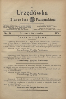 Urzędówka Starostwa Pszczyńskiego. 1934, nr 35 (1 września)