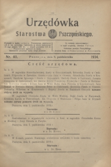 Urzędówka Starostwa Pszczyńskiego. 1934, nr 40 (6 października)