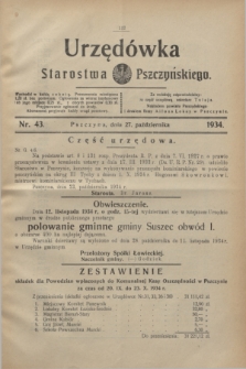 Urzędówka Starostwa Pszczyńskiego. 1934, nr 43 (27 października)