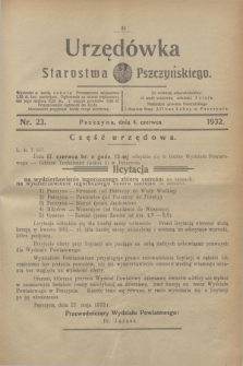 Urzędówka Starostwa Pszczyńskiego. 1932, nr 23 (4 czerwca)