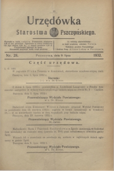 Urzędówka Starostwa Pszczyńskiego. 1932, nr 28 (9 lipca)