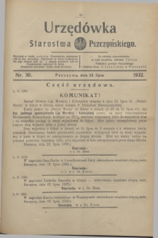 Urzędówka Starostwa Pszczyńskiego. 1932, nr 30 (23 lipca)