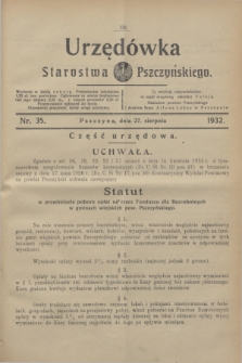 Urzędówka Starostwa Pszczyńskiego. 1932, nr 35 (27 sierpnia)