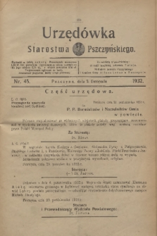 Urzędówka Starostwa Pszczyńskiego. 1932, nr 45 (5 listopada)