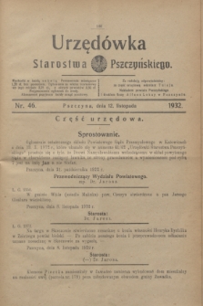 Urzędówka Starostwa Pszczyńskiego. 1932, nr 46 (12 listopada)