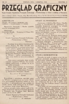 Przegląd Graficzny : Organ Związku Organizacyj Przemysłu Graficznego i Wydawniczego w Polsce z siedzibą w Warszawie. R. 15, 1934, nr 15