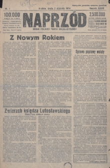 Naprzód : organ Polskiej Partji Socjalistycznej. 1924, nr 1