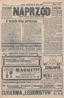 Naprzód : organ Polskiej Partji Socjalistycznej. 1924, nr 64