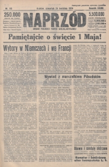 Naprzód : organ Polskiej Partji Socjalistycznej. 1924, nr 93