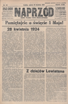 Naprzód : organ Polskiej Partji Socjalistycznej. 1924, nr 95