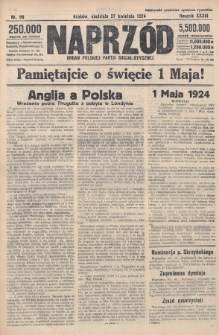 Naprzód : organ Polskiej Partji Socjalistycznej. 1924, nr 96