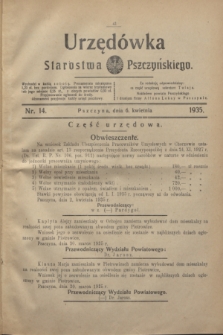 Urzędówka Starostwa Pszczyńskiego. 1935, nr 14 (6 kwietnia)
