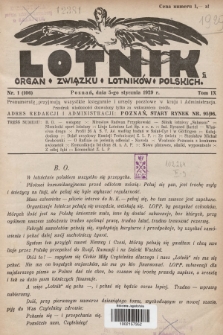 Lotnik : organ Związku Lotników Polskich. 1929, nr 1 (106)