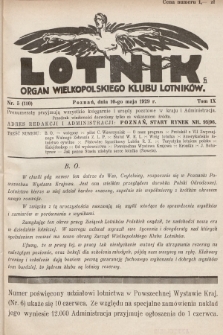Lotnik : organ Wielkopolskiego Klubu Lotników. 1929, nr 5 (110)