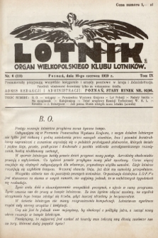 Lotnik : organ Wielkopolskiego Klubu Lotników. 1929, nr 6 (111)
