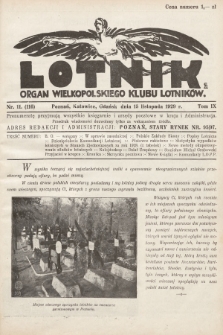 Lotnik : organ Wielkopolskiego Klubu Lotników. 1929, nr 11 (116)