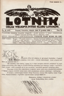 Lotnik : organ Wielkopolskiego Klubu Lotników. 1929, nr 12 (117)