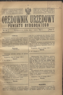 Orędownik Urzędowy Powiatu Bydgoskiego. R.73, nr 10 (5 marca 1924)