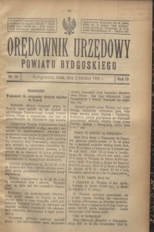 Orędownik Urzędowy Powiatu Bydgoskiego. R.73, nr 14 (2 kwietnia 1924)