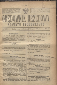 Orędownik Urzędowy Powiatu Bydgoskiego. R.73, nr 17 (23 kwietnia 1924)