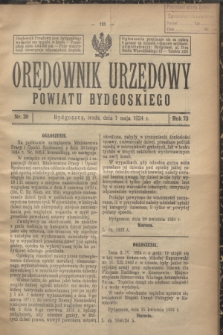 Orędownik Urzędowy Powiatu Bydgoskiego. R.73, nr 20 (7 maja 1924)