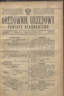 Orędownik Urzędowy Powiatu Bydgoskiego. R.73, nr 23 (28 maja 1924)