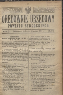 Orędownik Urzędowy Powiatu Bydgoskiego. R.73, nr 26 (18 czerwca 1924)